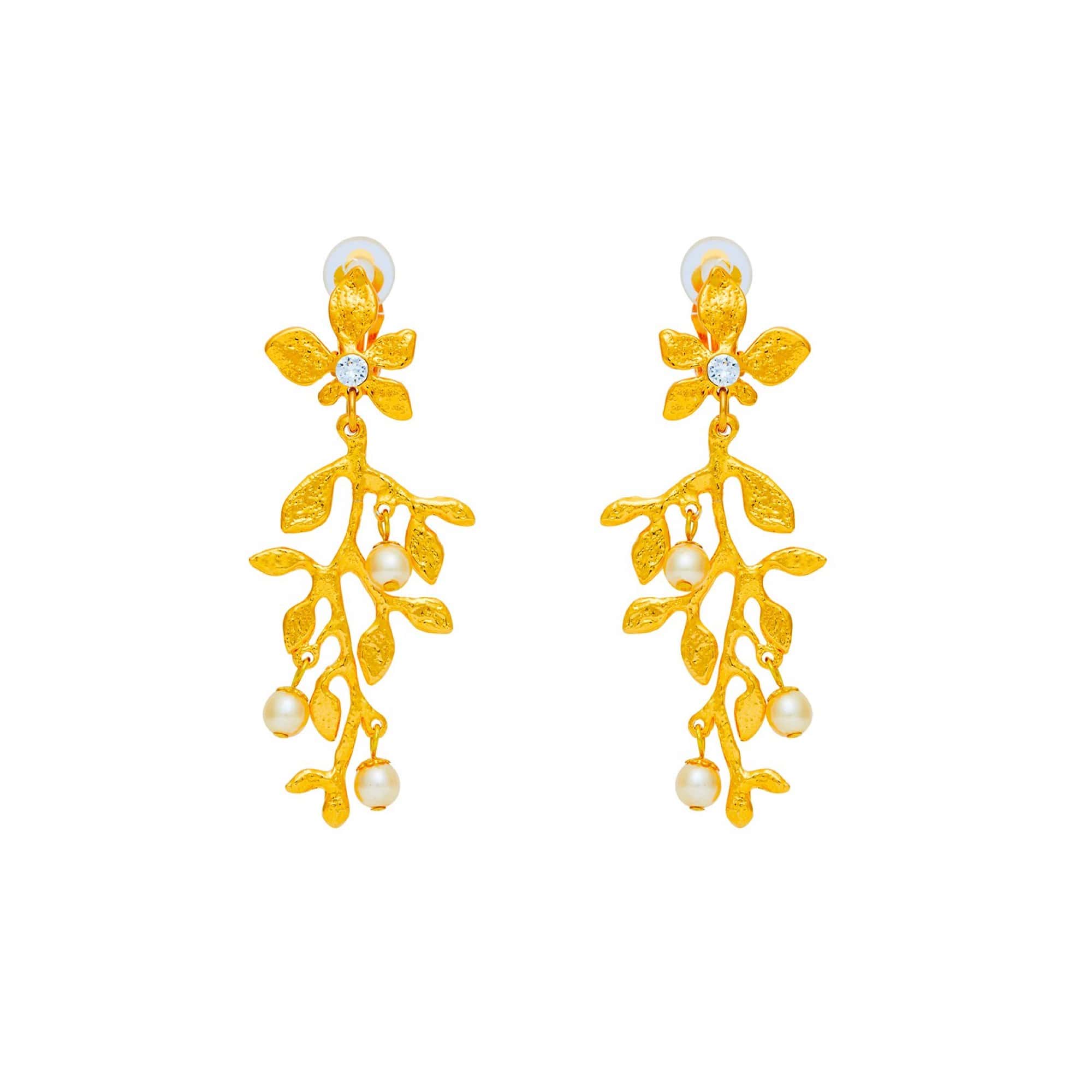 Boucles D'oreilles Clips Doré Végétal