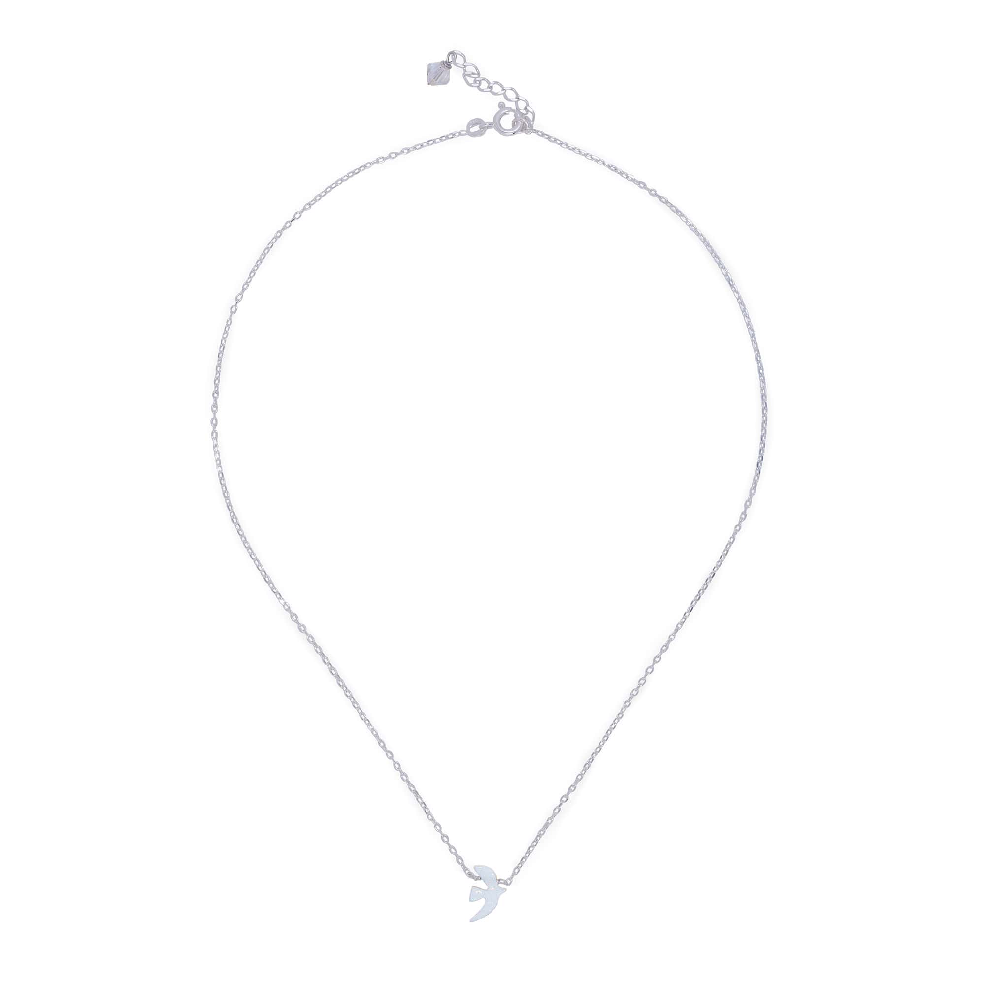 Collier Argent Opaline