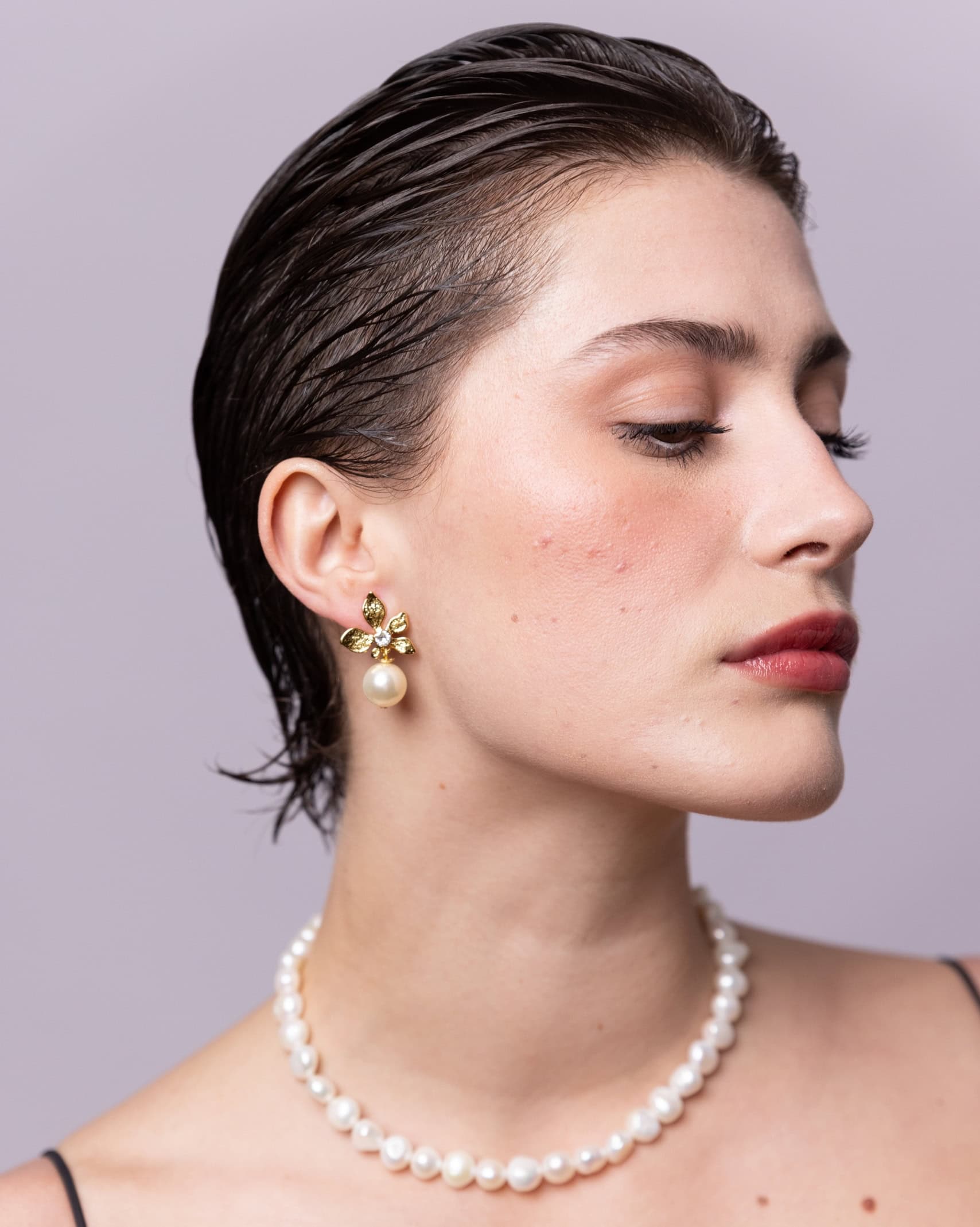 Photo portée Boucles D’oreilles Percées Argentées Végétal