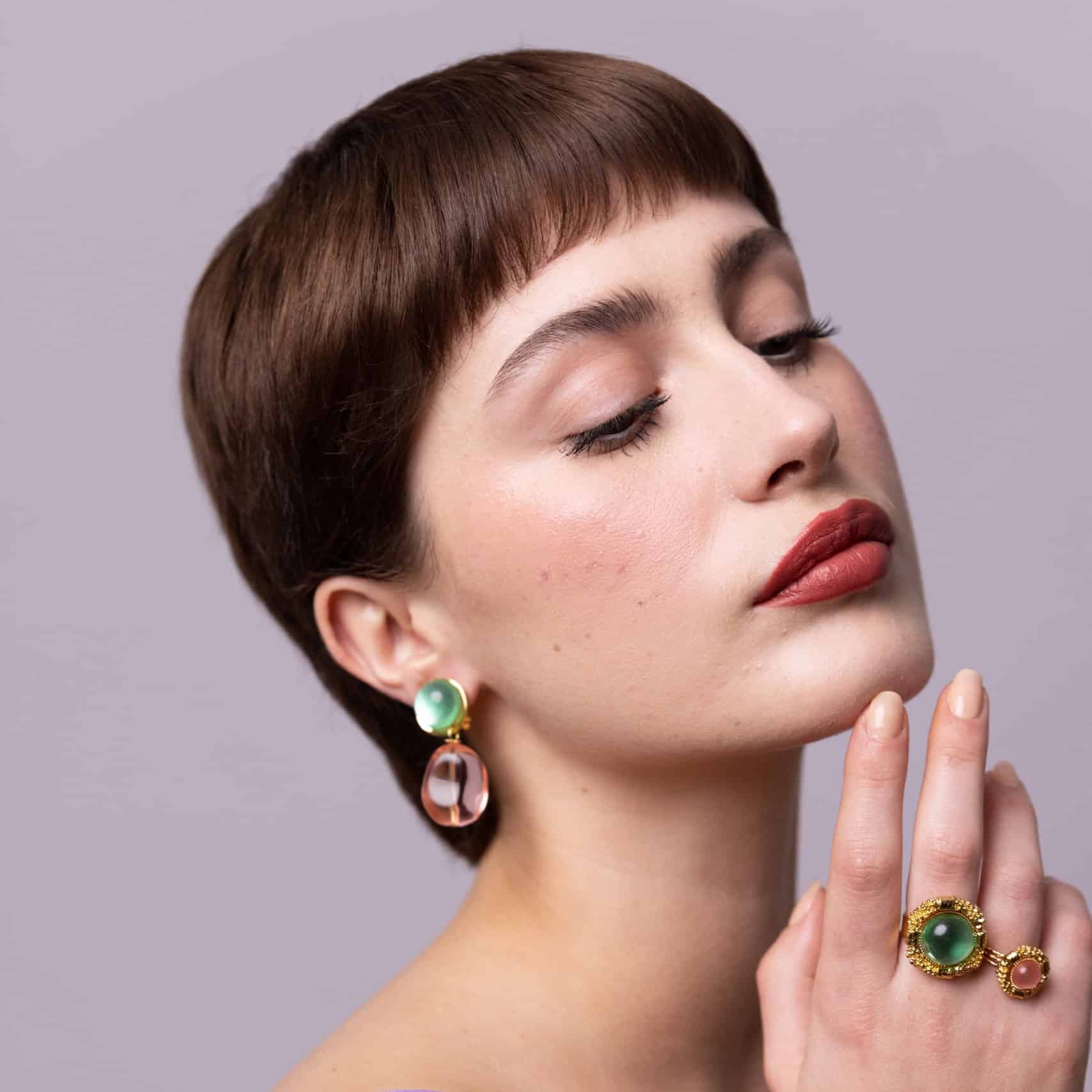 Photo portée Clip-on Earrings Golden Délicatesse