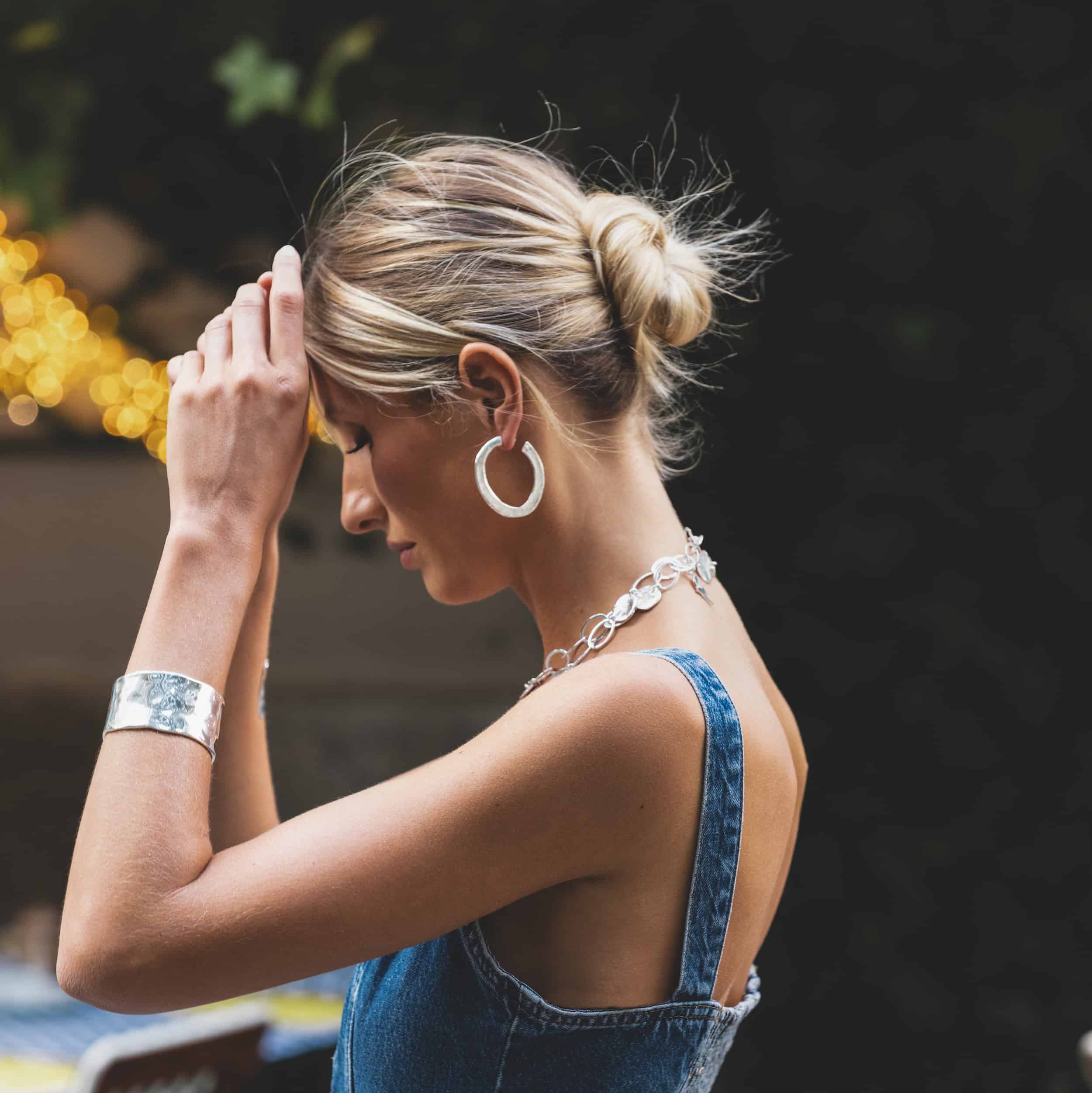 Photo portée Boucles D'oreilles Percées Argenté Olala