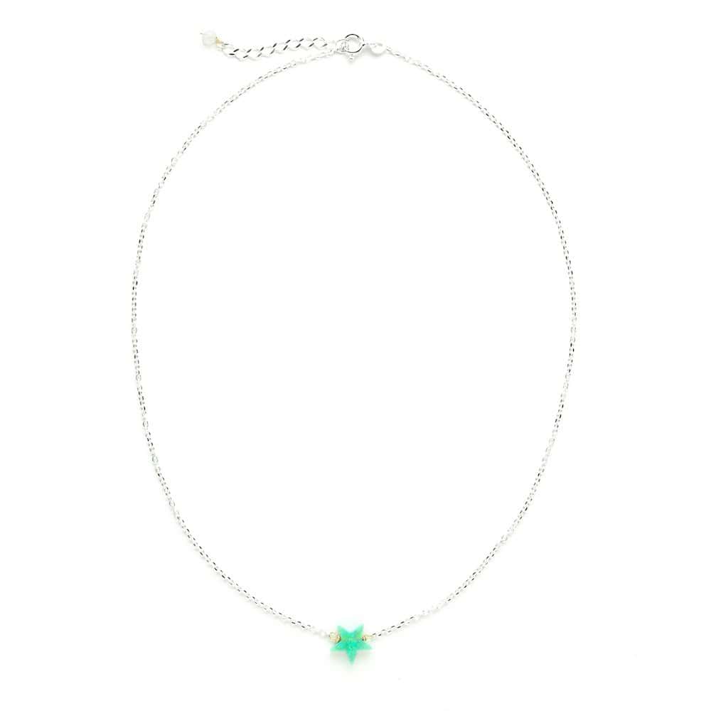 Collier Argent Opaline