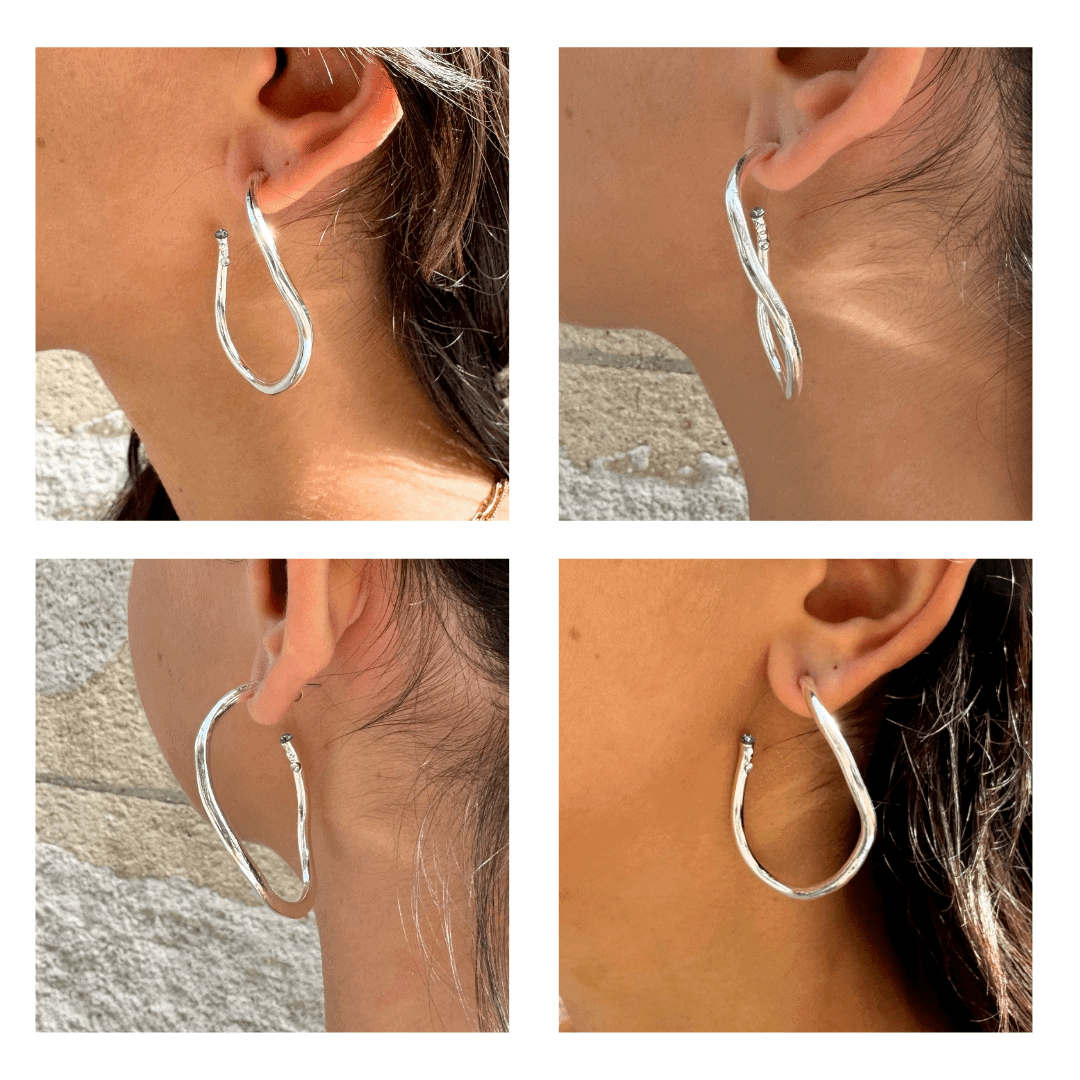 Photo portée Boucles D'oreilles Percées Argenté Padmée
