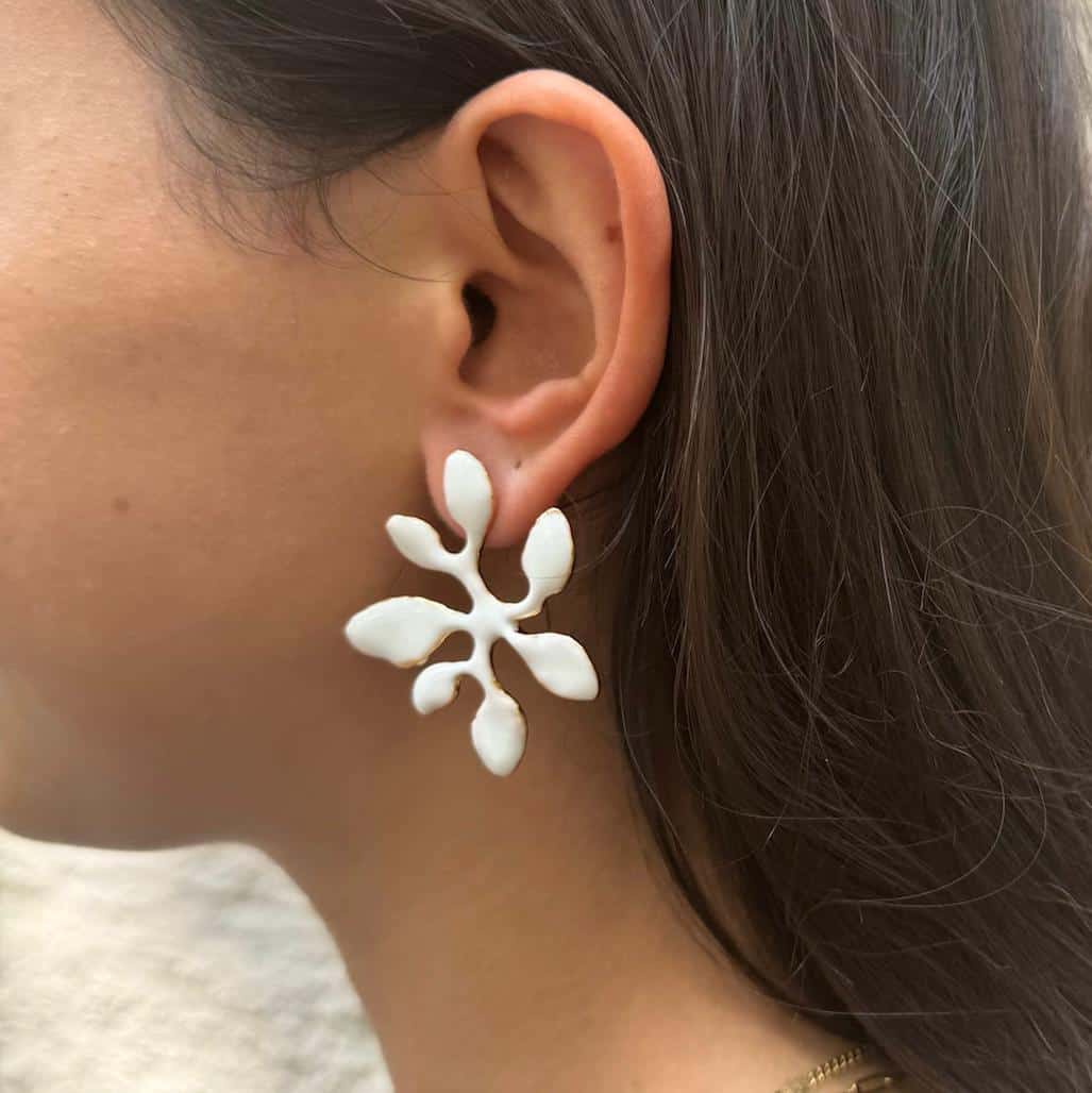 Photo portée Boucles D'oreilles Percées Doré Végétal