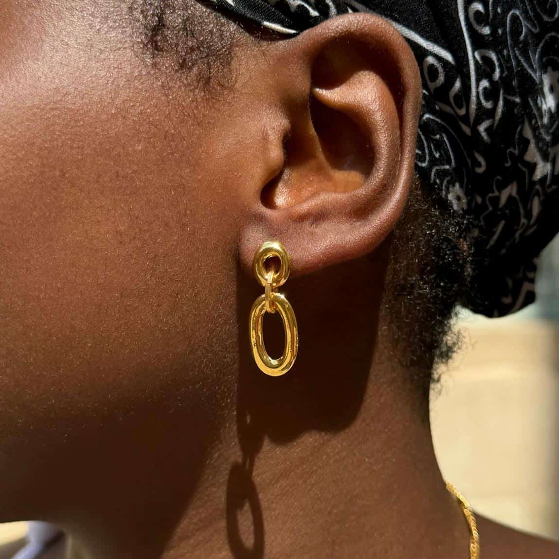 Photo portée Boucles D'oreilles Percées Doré Céleste