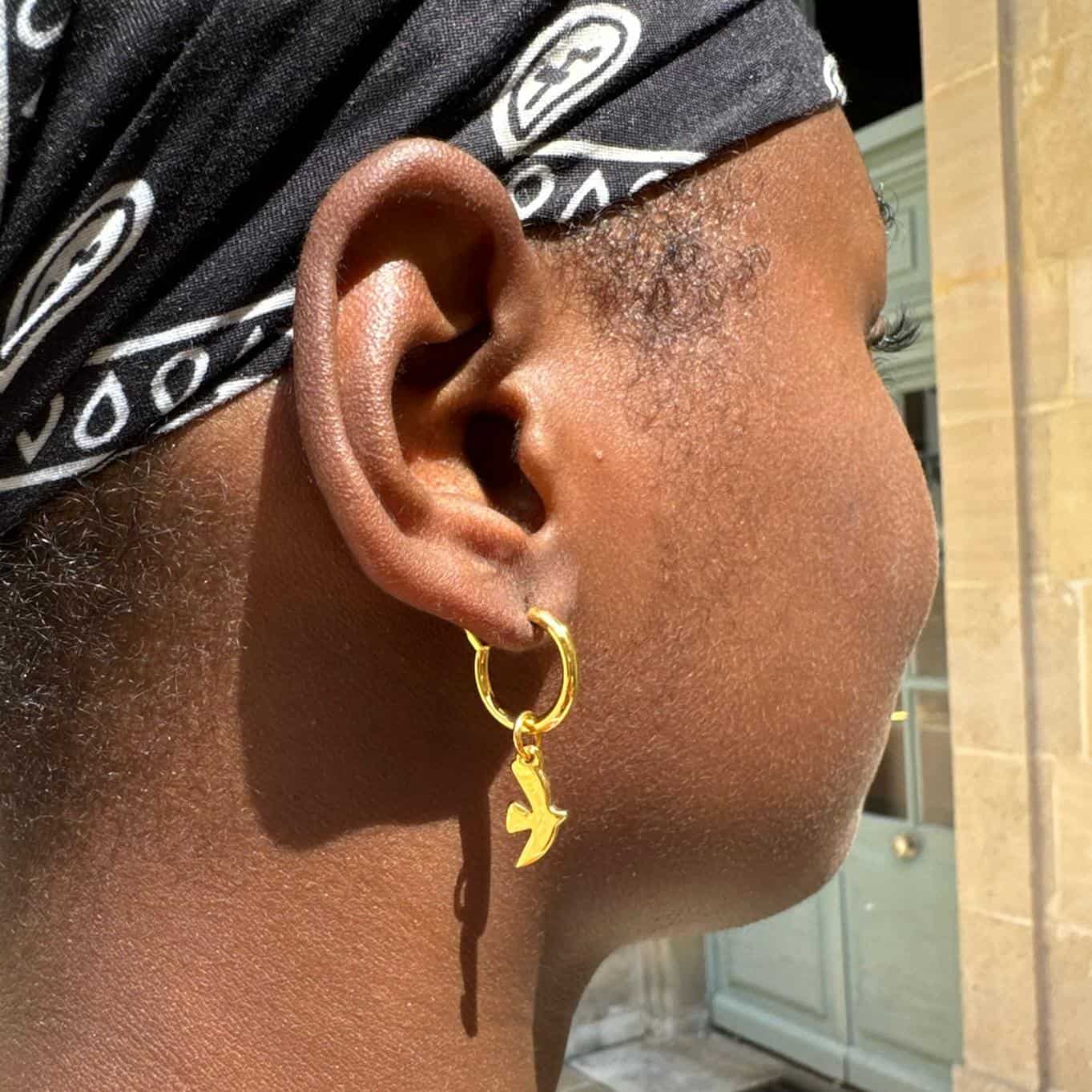 Photo portée Boucles D'oreilles Percées Doré L'heure Dorée