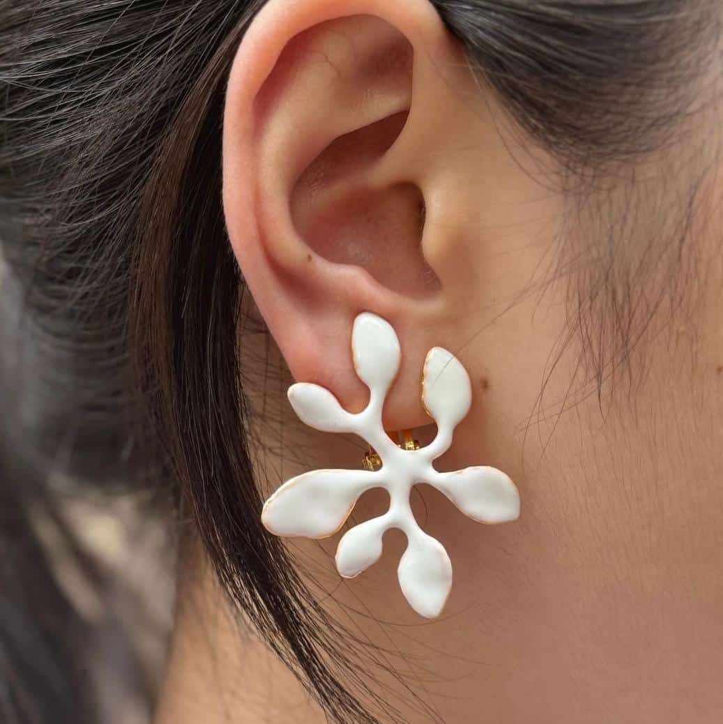 Photo portée Boucles D'oreilles Clips Doré Végétal