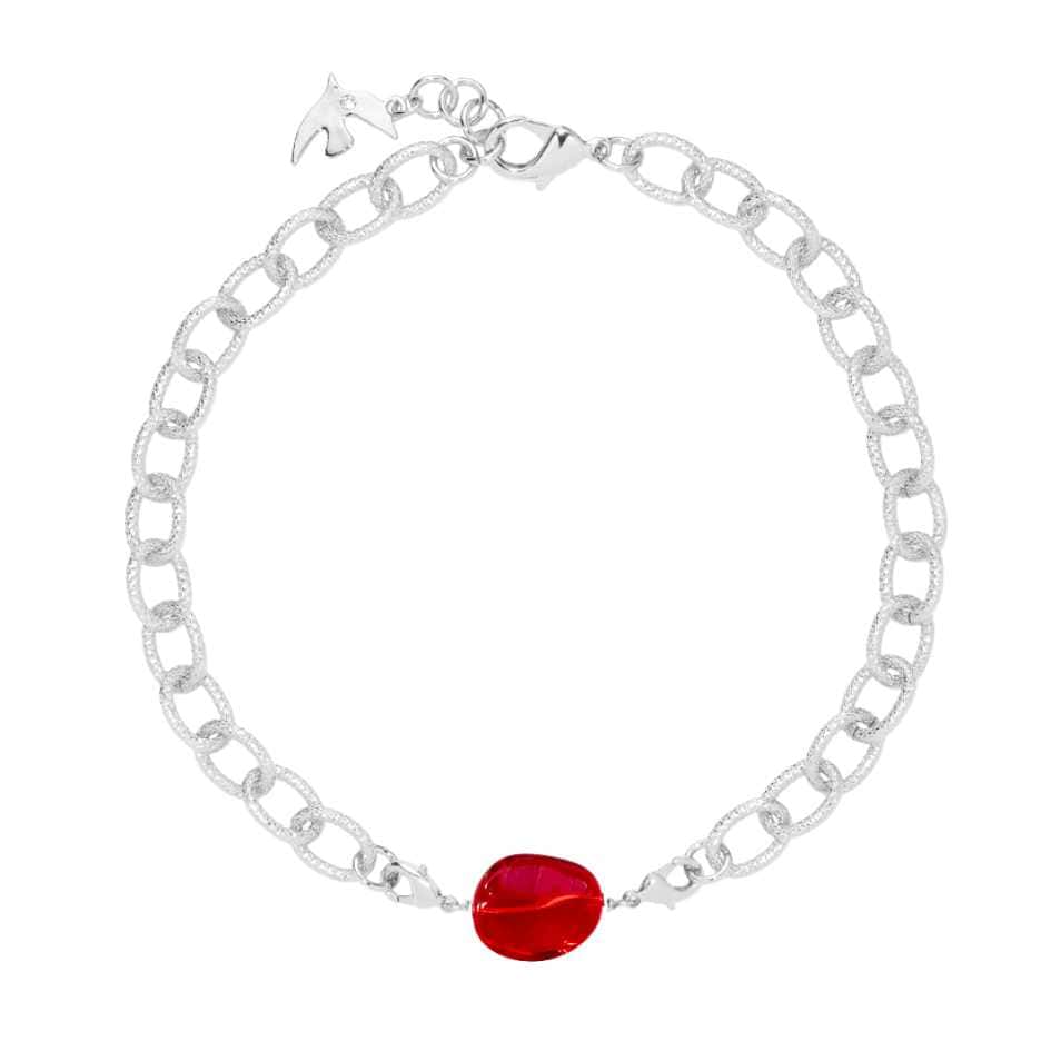 Photo portée Perle Charms Argentée Rouge Glamour