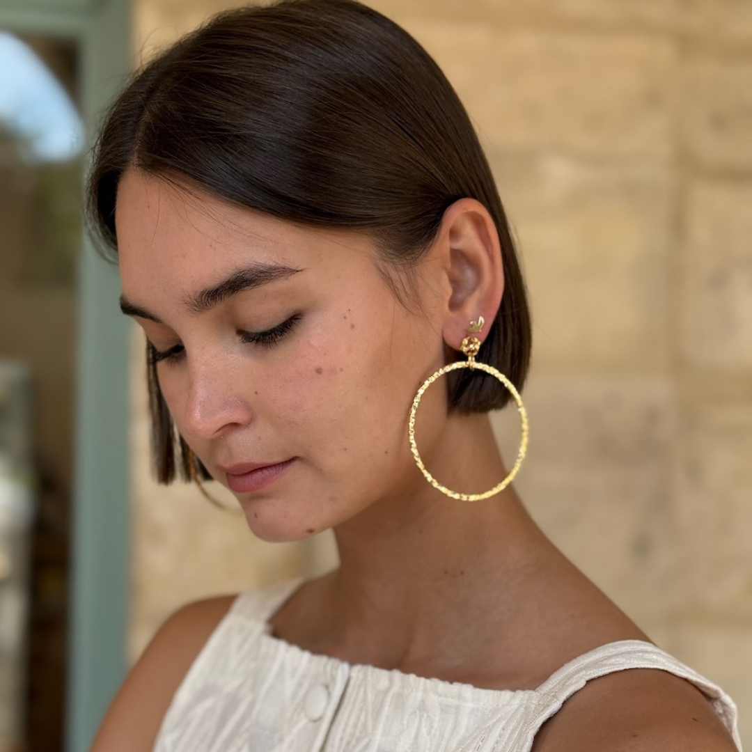 Photo portée Boucles D'oreilles Percée Doré Toréador
