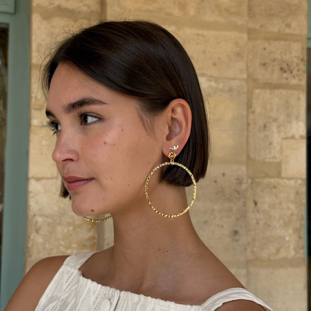 Photo portée Boucles D'oreilles Percée Doré Toréador