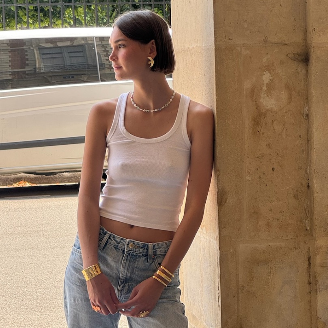 Photo portée Boucles D'oreilles Percée Doré Voyage