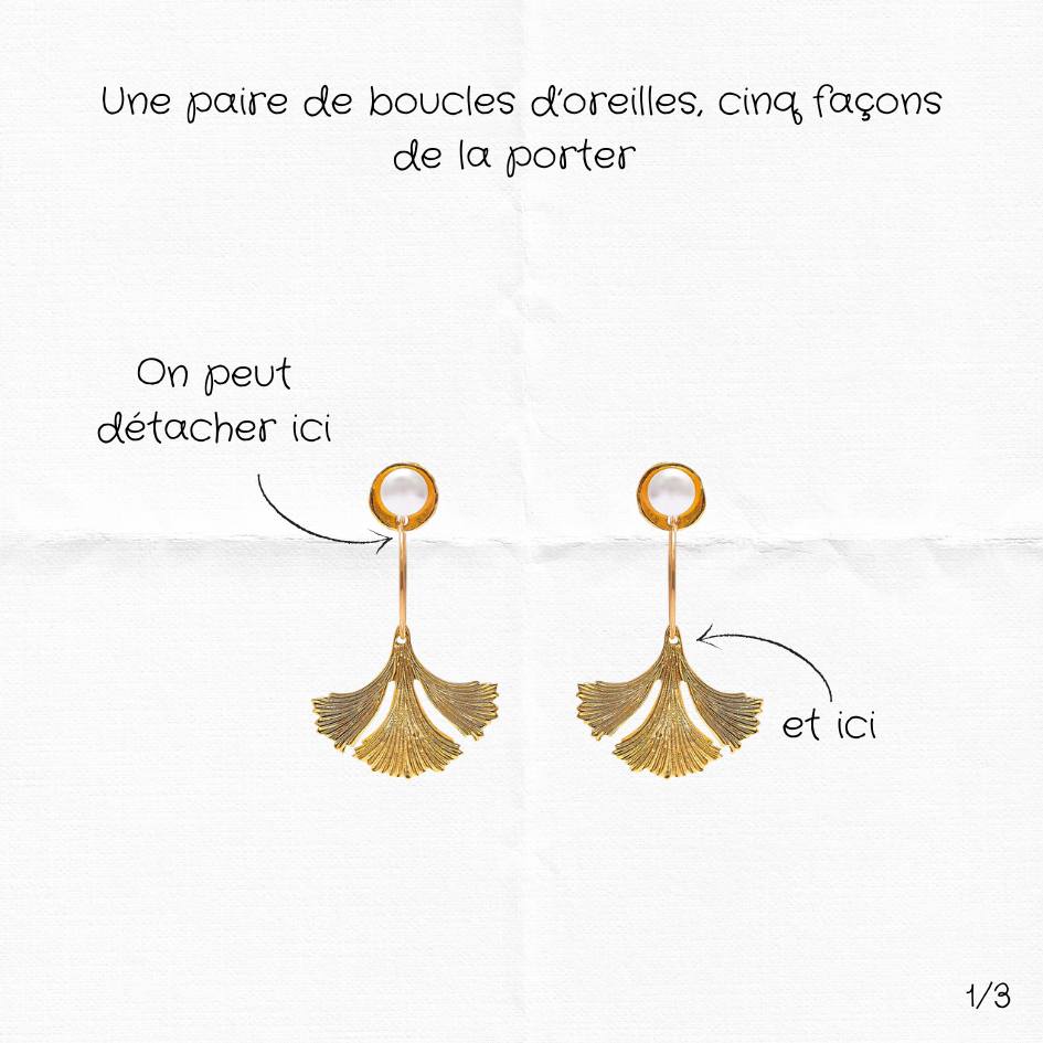 Photo portée Boucles D'oreilles Percées Doré Flora
