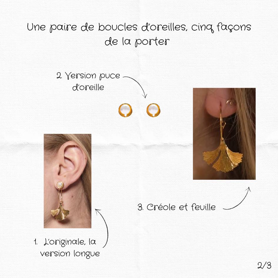 Photo portée Boucles D'oreilles Percées Doré Flora