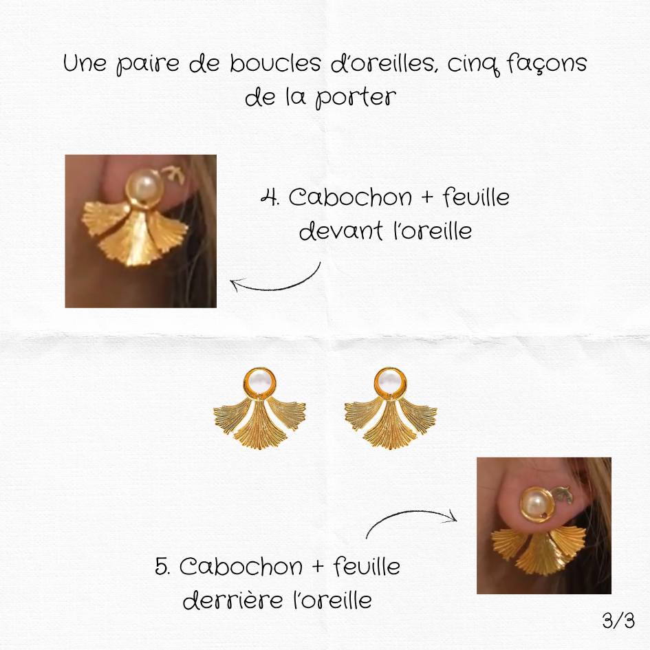 Photo portée Boucles D'oreilles Percées Doré Flora