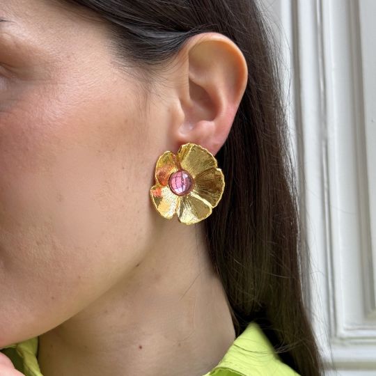 Photo portée Boucles D’oreilles Clips Doré Cabaret