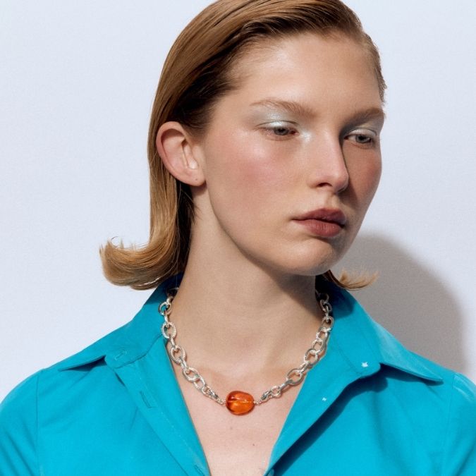 Photo portée L'heure Argentée Interchangeable Necklace